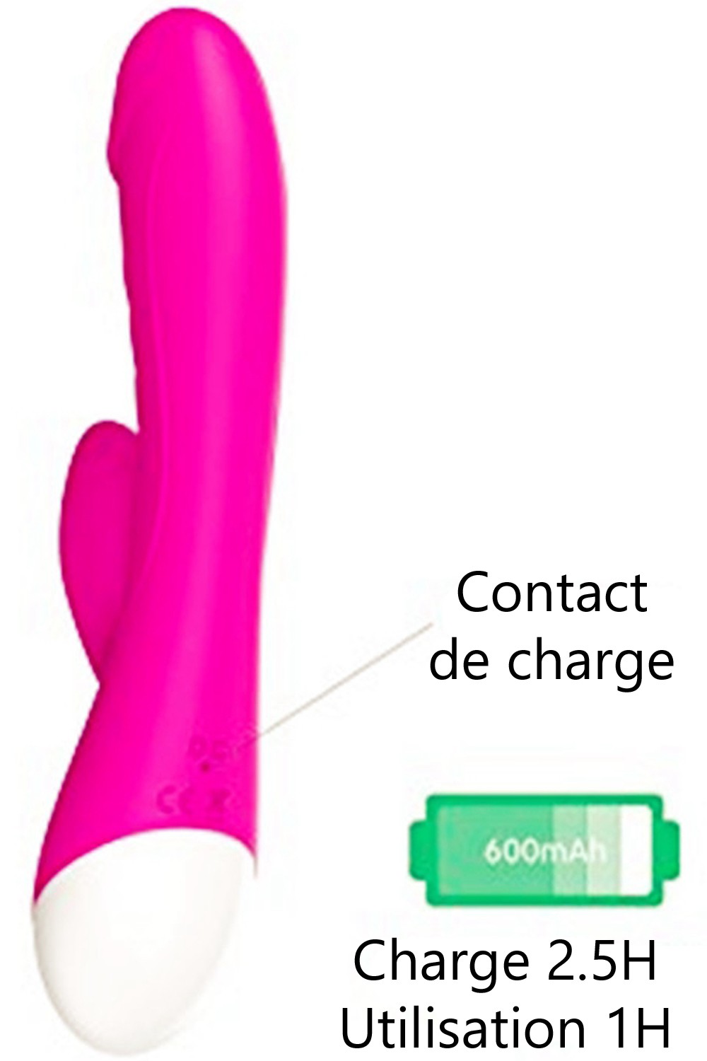 Vibromasseur rabbit rose 10 programmes USB