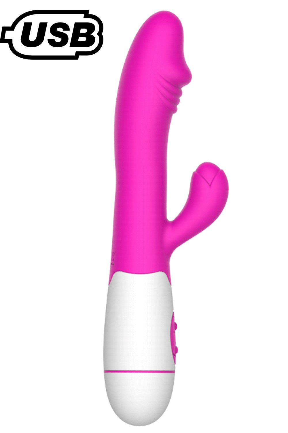 Vibromasseur rabbit USB rose avec gland 30 programmes