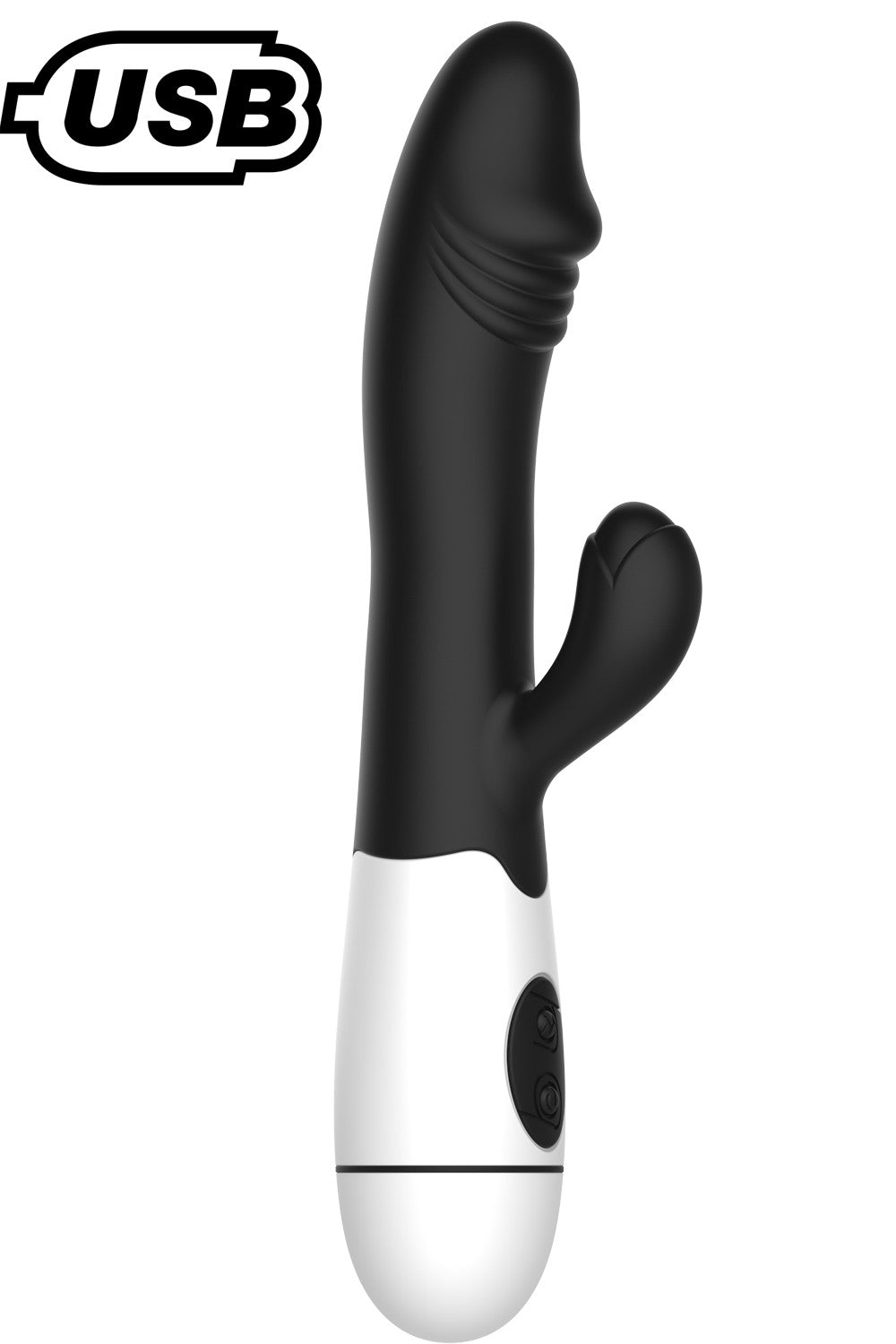 Vibromasseur rabbit USB noir avec gland 30 programmes
