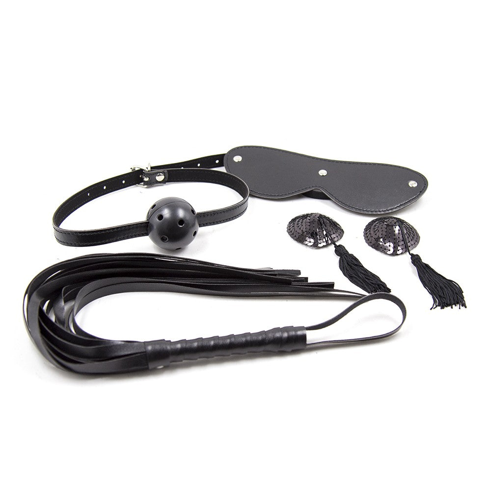 Ensemble Bondage noir - 4 pièces