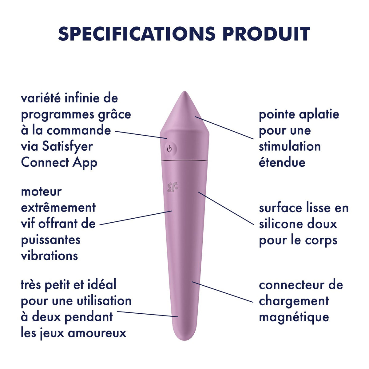 Vibromasseur connecté lilas USB Ultra Power Bullet 8 Satisfyer