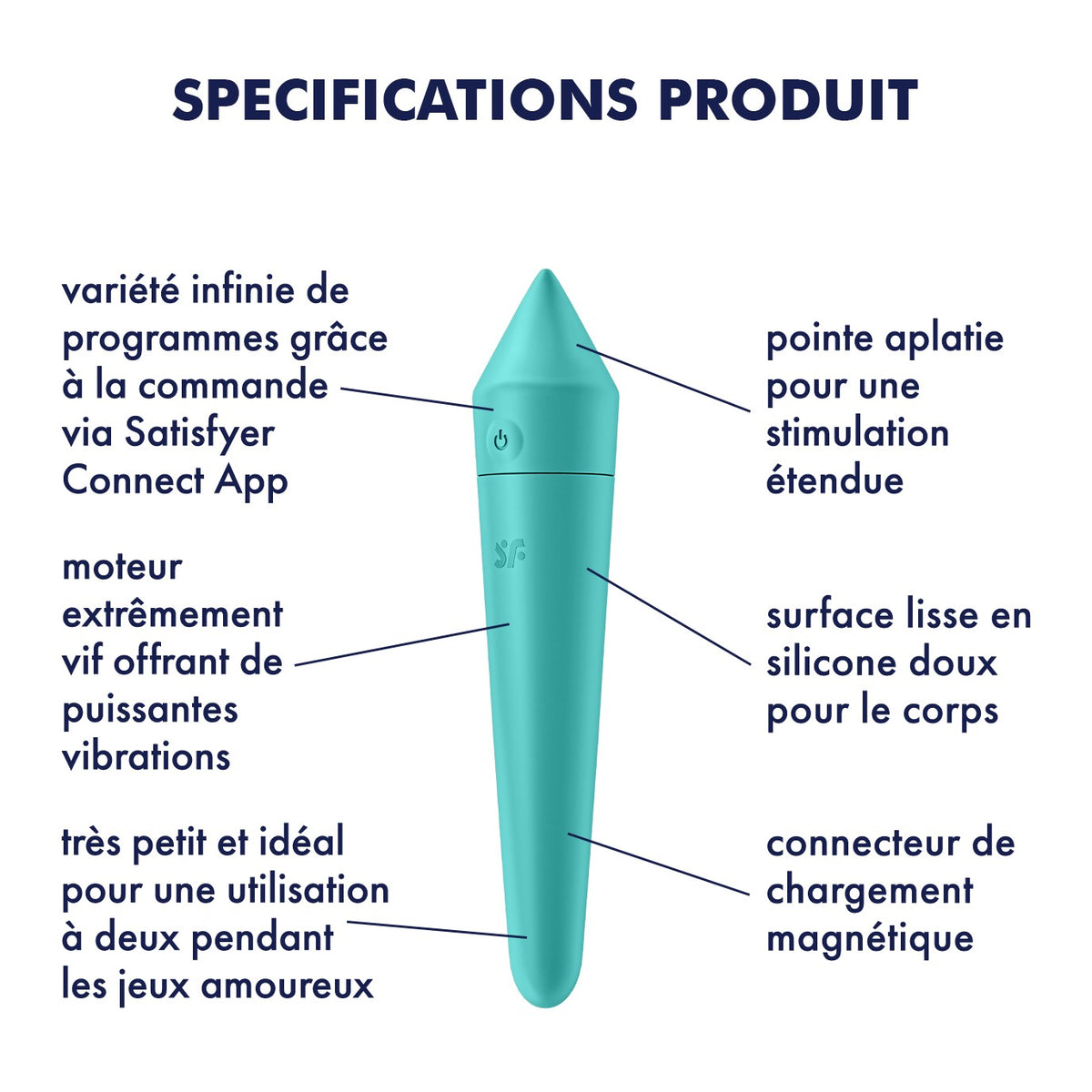 Vibromasseur connecté turquoise USB Ultra Power Bullet 8 Satisfyer