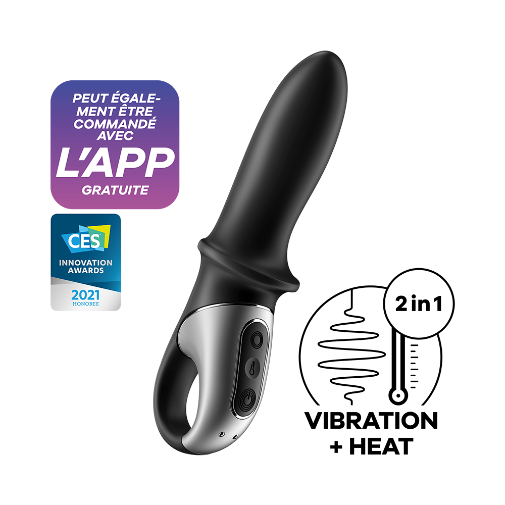 Vibromasseur noir USB, chauffant et connecté Hot Passion Satisfyer