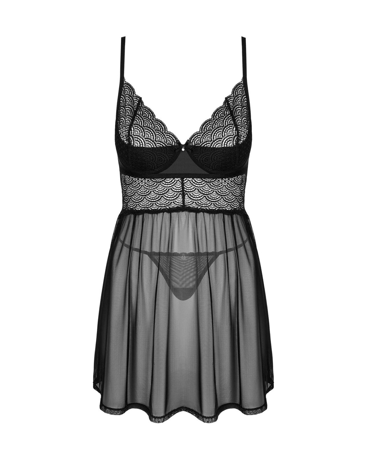 Chemeris babydoll et String - Noire
