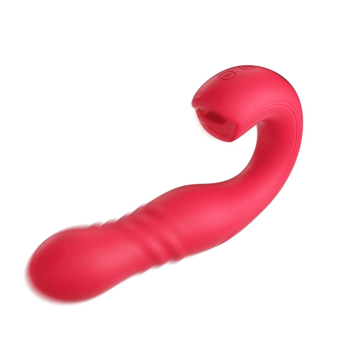 JOI THRUST 2 rouge - Vibromasseur point G - lèche-clitoris - va et vient contrôlé par application