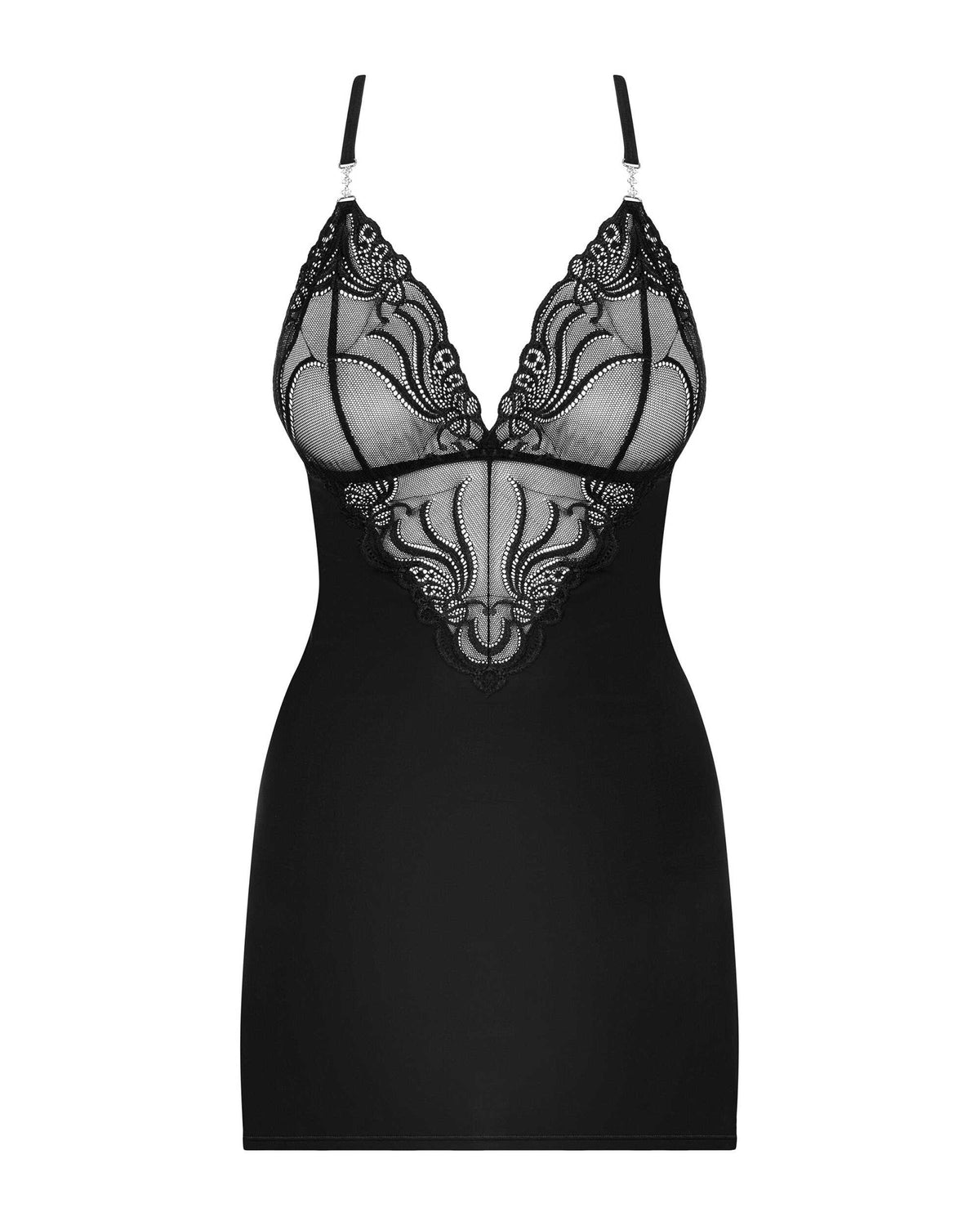 828-CHE-1 Nuisette et String - Noir
