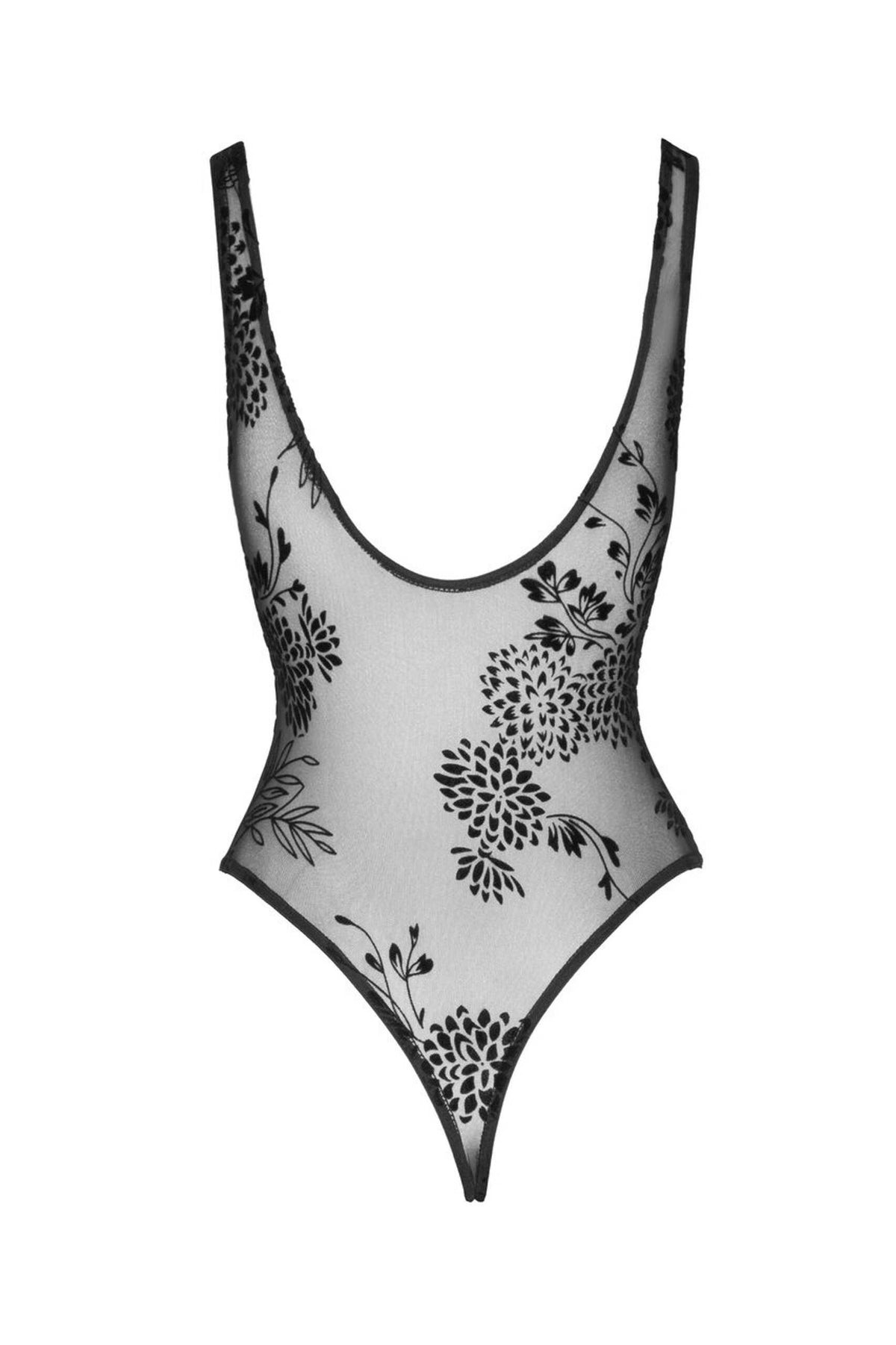 F242 Tulle body avec broderie flock à motifs