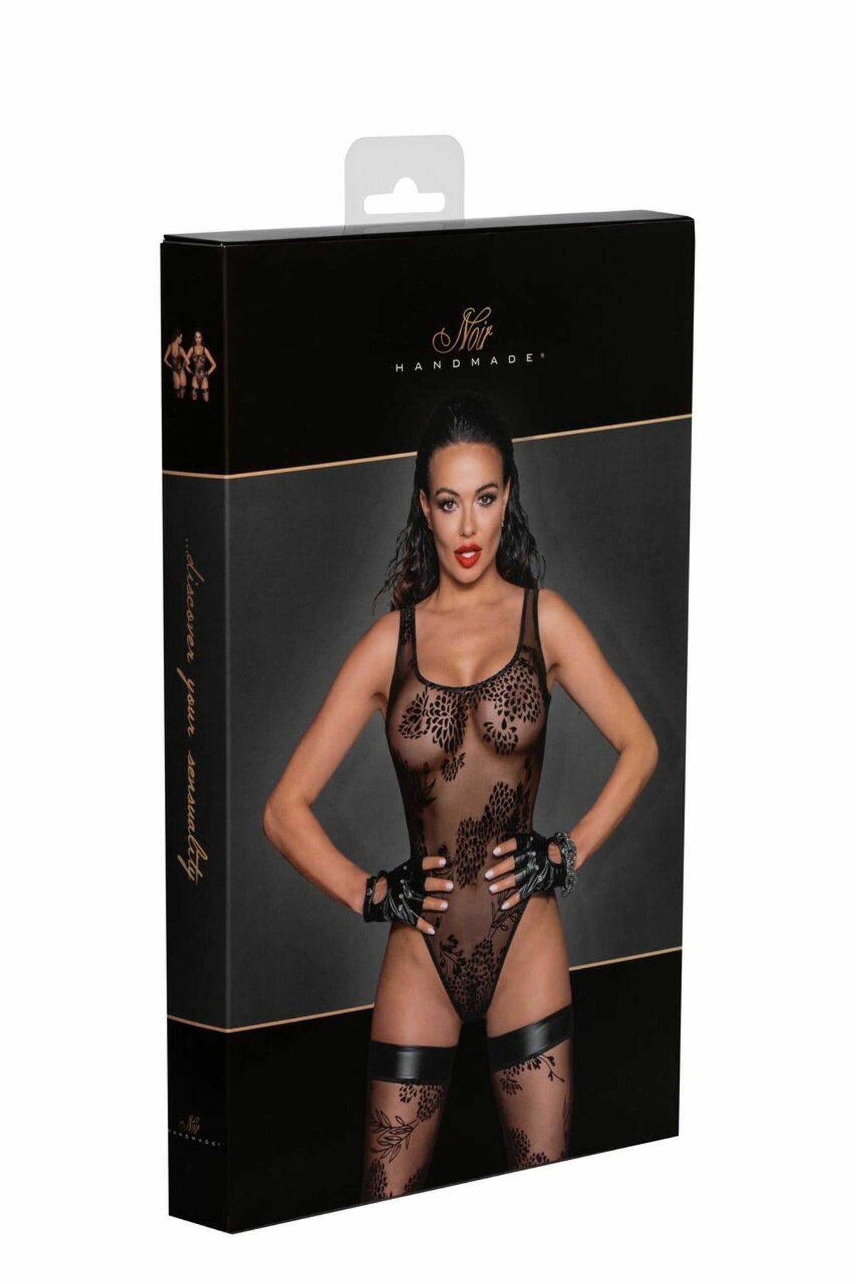 F242 Tulle body avec broderie flock à motifs