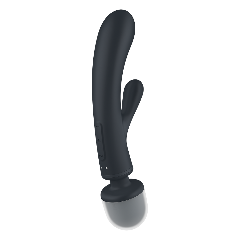 2 en 1 Vibromasseur rabbit et wand noir USB Triple Lover Satisfyer