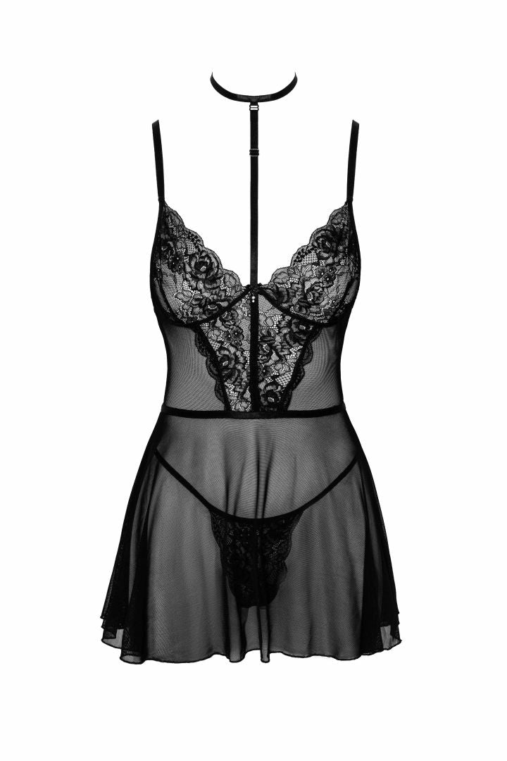 First Kiss 249 babydoll et collier - noire