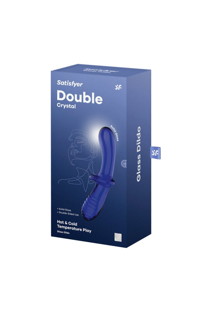 Gode en verre borosilicaté massif bleu Double Crystal Satisfyer