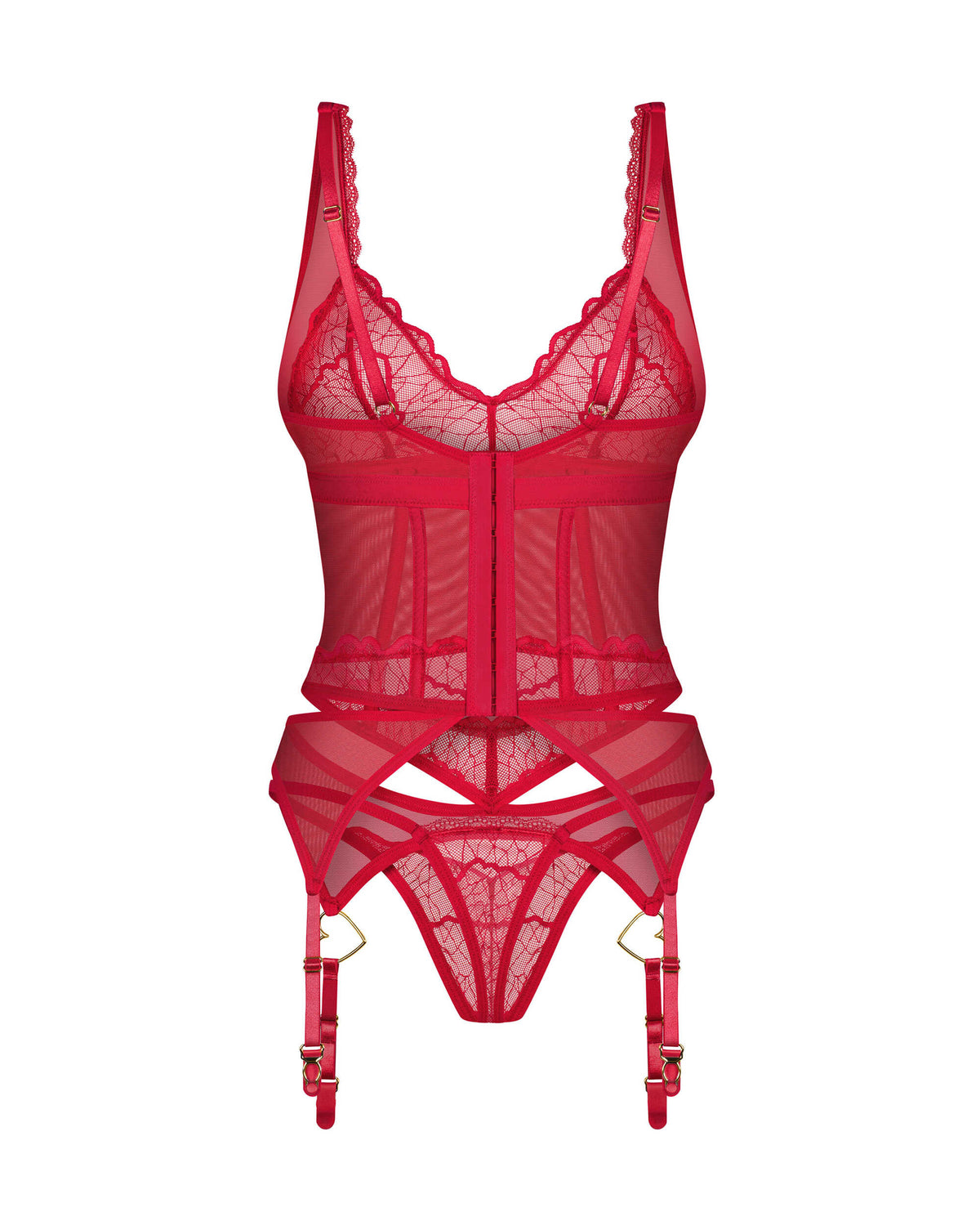 Cupide Desir corset et string - Rouge