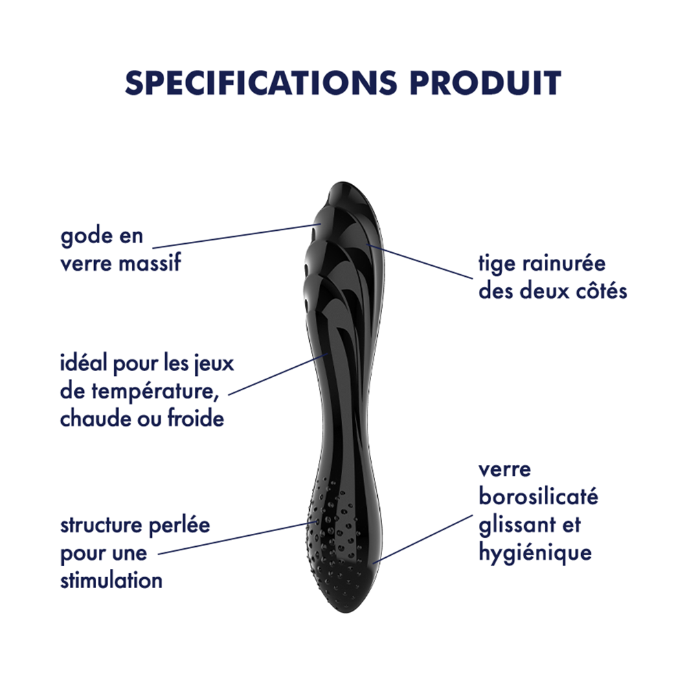 Gode en verre noir haute qualité Dazzling Crystal 1 Satisfyer