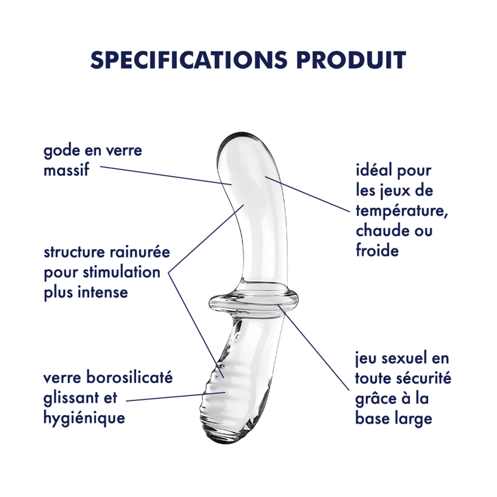 Gode en verre borosilicaté massif transparent Double Crystal Satisfyer