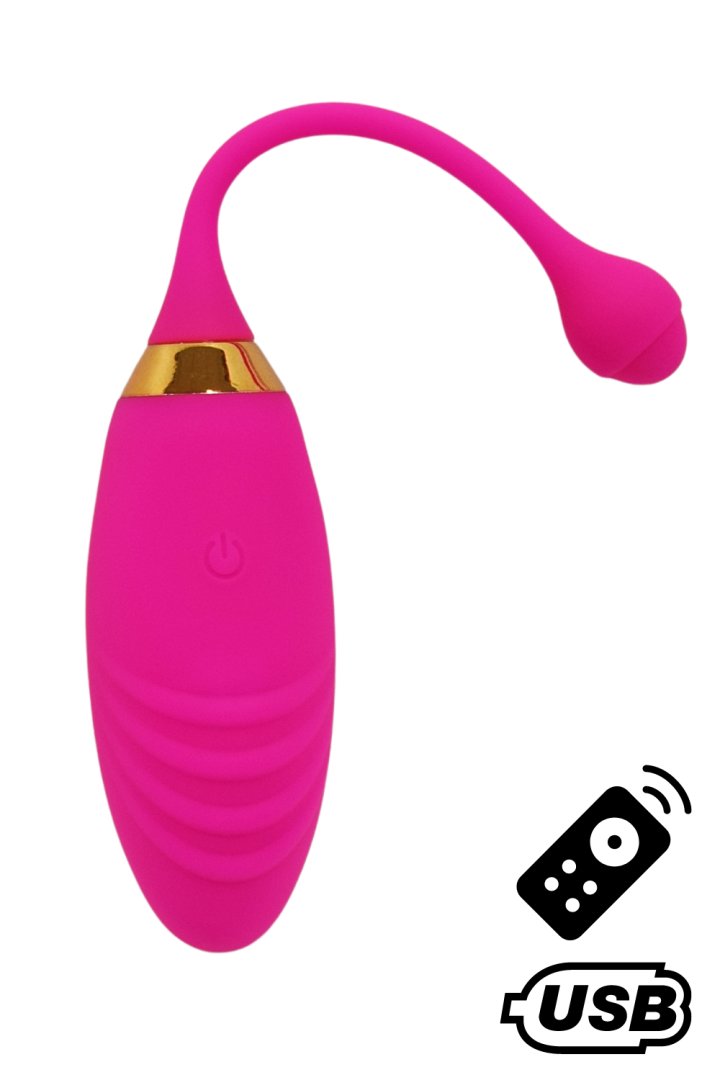 SUNDAY, Un Œuf vibrant USB avec télécommande, dans un silicone médical doux et rainuré