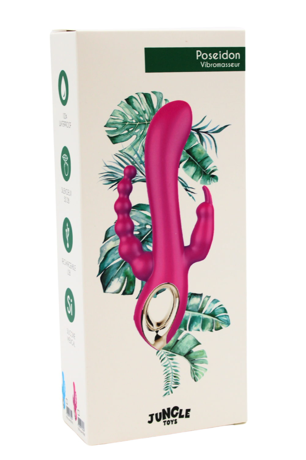 Vibromasseur rabbit bleu avec chapelet vibrant