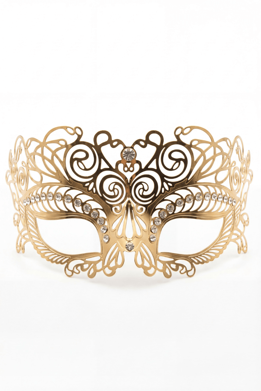 Masque vénitien Giulia rigide doré avec strass