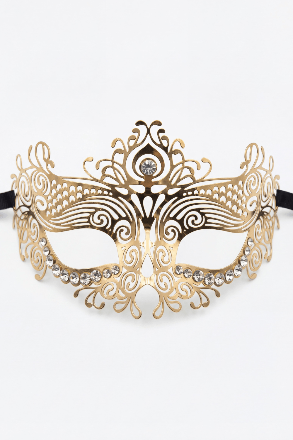Masque vénitien Ornella rigide doré avec strass
