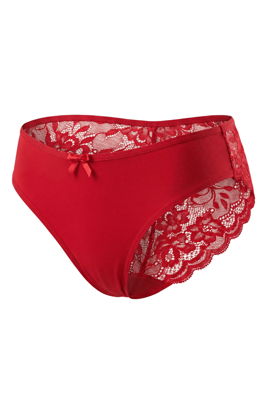 Culotte rouge en dentelle avec nœud en satin